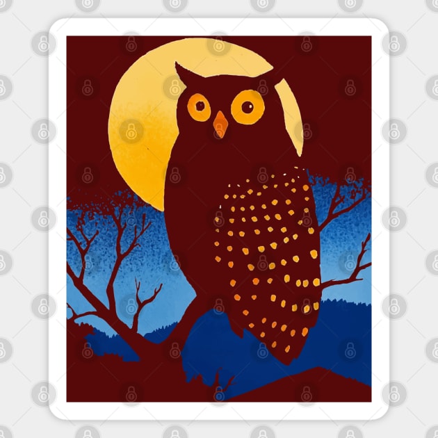 Lonely Owl - Monochromatic Winter - Wildlife Magnet by TuncGK
